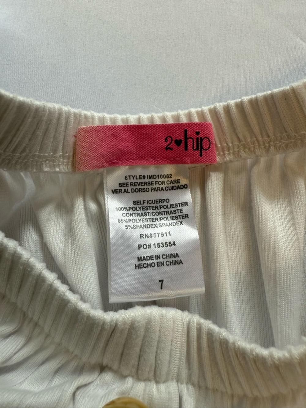 2•Hip White Ribbed Off-Shoulder Top - Picture 3 of 3